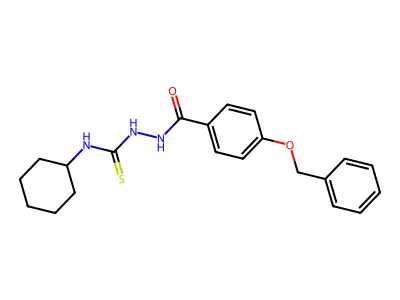 N-(((Cyclohexylamino)thioxomethyl)amino)(4-(phenylmethoxy)phenyl)formamide structure