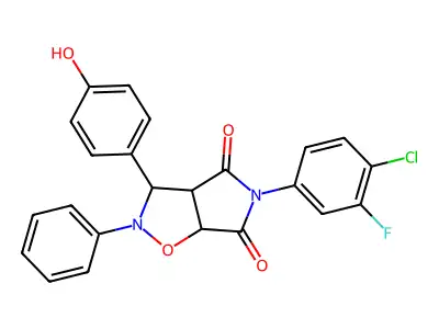 5-(4-chloro-3-fluorophenyl)-3-(4-hydroxyphenyl)-2-phenyldihydro-2H-pyrrolo[3,4-d][1,2]oxazole-4,6(3H,5H)-dione structure