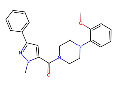 [4-(2-methoxyphenyl)piperazino](1-methyl-3-phenyl-1H-pyrazol-5-yl)methanone structure