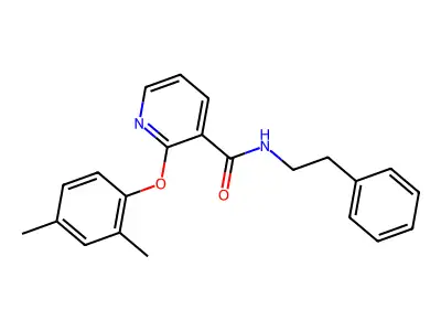 2-(2,4-dimethylphenoxy)-N-(2-phenylethyl)pyridine-3-carboxamide structure