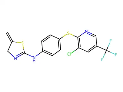 N-[4-[3-chloro-5-(trifluoromethyl)pyridin-2-yl]sulfanylphenyl]-5-methylidene-4H-1,3-thiazol-2-amine structure