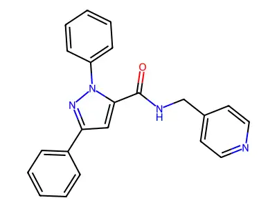 1,3-diphenyl-N-(pyridin-4-ylmethyl)-1H-pyrazole-5-carboxamide structure
