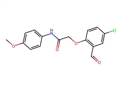 2-(4-chloro-2-formylphenoxy)-N-(4-methoxyphenyl)acetamide structure