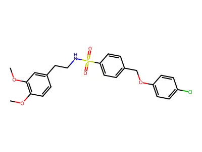 4-[(4-chlorophenoxy)methyl]-N-[2-(3,4-dimethoxyphenyl)ethyl]benzenesulfonamide structure