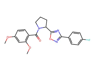 5-[1-(2,4-Dimethoxybenzoyl)pyrrolidin-2-yl]-3-(4-fluorophenyl)-1,2,4-oxadiazole structure