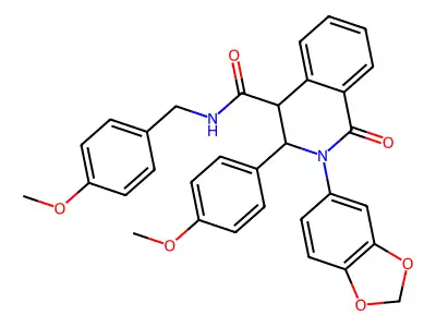 (2-benzo[3,4-d]1,3-dioxolen-5-yl-3-(4-methoxyphenyl)-1-oxo(4-2,3,4-trihydroisoquinolyl))-N-((4-methoxyphenyl)methyl)formamide structure