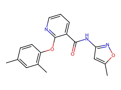 2-(2,4-dimethylphenoxy)-N-(5-methyl-1,2-oxazol-3-yl)pyridine-3-carboxamide structure