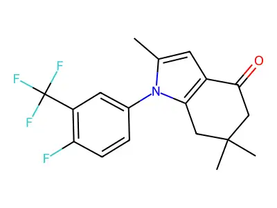 1-[4-Fluoro-3-(trifluoromethyl)phenyl]-2,6,6-trimethyl-5,7-dihydroindol-4-one structure