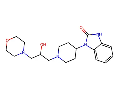 1-(1-(2-hydroxy-3-morpholinopropyl)piperidin-4-yl)-1H-benzo[d]imidazol-2(3H)-one structure