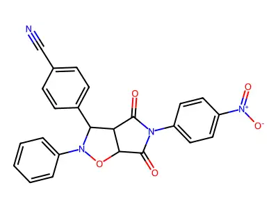 4-[5-(4-nitrophenyl)-4,6-dioxo-2-phenylhexahydro-2H-pyrrolo[3,4-d][1,2]oxazol-3-yl]benzonitrile structure