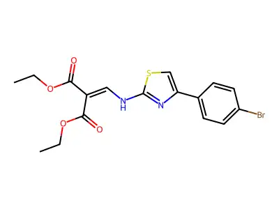 Diethyl 2-[[[4-(4-bromophenyl)-1,3-thiazol-2-yl]amino]methylidene]propanedioate structure