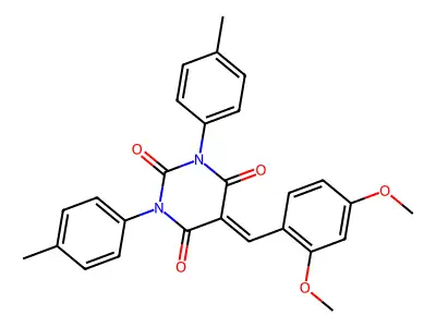5-[(2,4-dimethoxyphenyl)methylidene]-1,3-bis(4-methylphenyl)-1,3-diazinane-2,4,6-trione structure