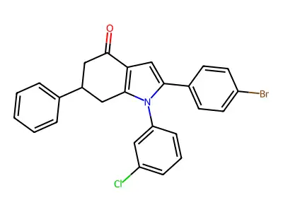 2-(4-bromophenyl)-1-(3-chlorophenyl)-6-phenyl-6,7-dihydro-5H-indol-4-one structure