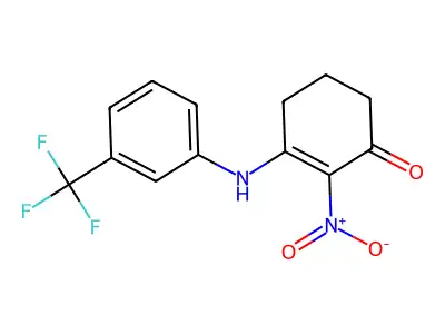 2-Nitro-3-((3-(trifluoromethyl)phenyl)amino)cyclohex-2-EN-1-one structure