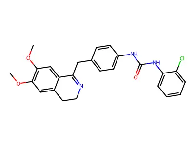 1-(2-chlorophenyl)-3-[4-[(6,7-dimethoxy-3,4-dihydroisoquinolin-1-yl)methyl]phenyl]urea structure