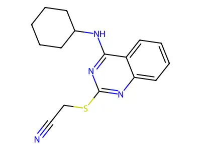 2-[4-(Cyclohexylamino)quinazolin-2-yl]sulfanylacetonitrile structure
