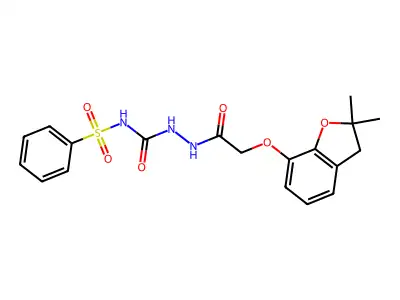 1-(2-(2,2-Dimethyl(3-oxaindan-4-yloxy))acetyl)-4-phenylsulphonylsemicarbazide structure
