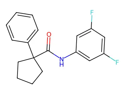 N-(3,5-difluorophenyl)-1-phenylcyclopentane-1-carboxamide structure