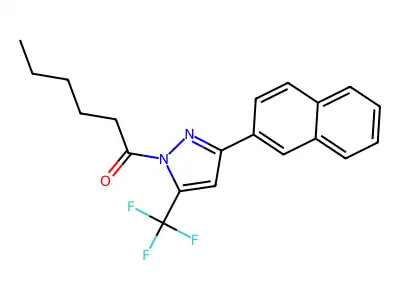 1-(3-(2-Naphthyl)-5-(trifluoromethyl)pyrazolyl)hexan-1-one structure
