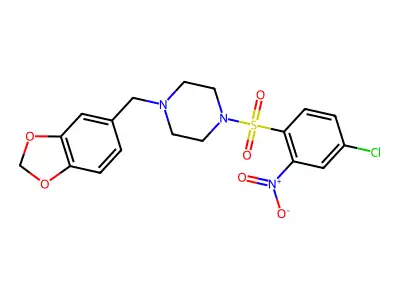 1-((4-(BENZO[D]1,3-DIOXOLAN-5-YLMETHYL)PIPERAZINYL)SULFONYL)-4-CHLORO-2-NITROBENZENE structure