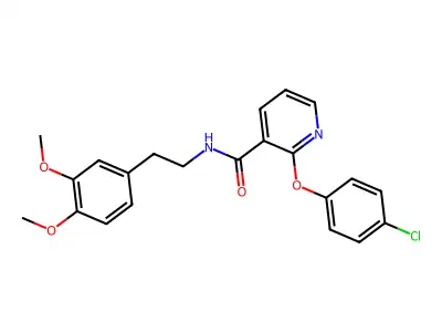 2-(4-chlorophenoxy)-N-[2-(3,4-dimethoxyphenyl)ethyl]pyridine-3-carboxamide structure