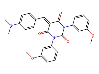 1,3-bis(3-methoxyphenyl)-5-((4-(dimethylamino)phenyl)methylene)-1,3-diazaperhydroine-2,4,6-trione structure