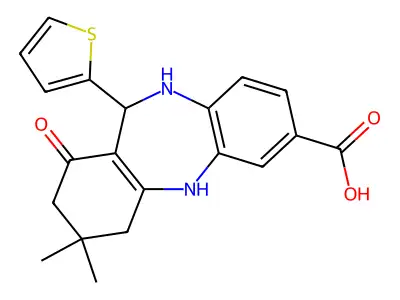 2,9-diaza-14,14-dimethyl-12-oxo-10-(2-thienyl)tricyclo[9.4.0.0<3,8>]pentadeca-1(11),3(8),4,6-tetraene-5-carboxylic acid structure
