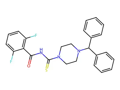N-(4-benzhydrylpiperazine-1-carbothioyl)-2,6-difluorobenzamide structure
