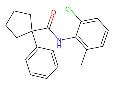 N-(2-chloro-6-methylphenyl)-1-phenylcyclopentane-1-carboxamide structure
