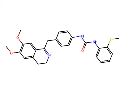 1-[4-[(6,7-dimethoxy-3,4-dihydroisoquinolin-1-yl)methyl]phenyl]-3-(2-methylsulfanylphenyl)urea structure