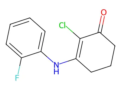 2-Chloro-3-((2-fluorophenyl)amino)cyclohex-2-EN-1-one structure