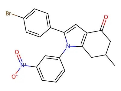 2-(4-bromophenyl)-6-methyl-1-(3-nitrophenyl)-6,7-dihydro-5H-indol-4-one structure