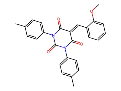 5-[(2-methoxyphenyl)methylidene]-1,3-bis(4-methylphenyl)-1,3-diazinane-2,4,6-trione structure