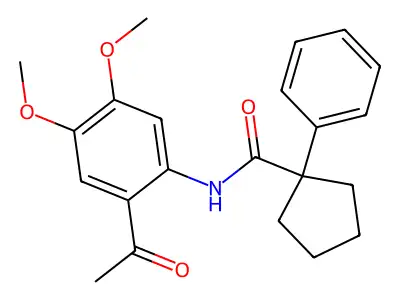 N-(2-acetyl-4,5-dimethoxyphenyl)-1-phenylcyclopentane-1-carboxamide structure