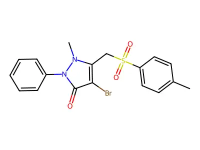4-Bromo-2-methyl-3-(((4-methylphenyl)sulfonyl)methyl)-1-phenyl-3-pyrazolin-5-one structure