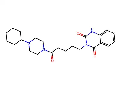 3-(5-(4-cyclohexylpiperazin-1-yl)-5-oxopentyl)quinazoline-2,4(1H,3H)-dione structure