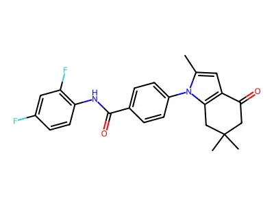 N-(2,4-difluorophenyl)-4-(2,6,6-trimethyl-4-oxo-4,5,6,7-tetrahydro-1H-indol-1-yl)benzamide structure