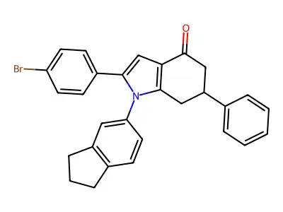 2-(4-Bromophenyl)-1-indan-5-YL-6-phenyl-5,6,7-trihydroindol-4-one structure