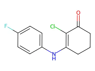 2-Chloro-3-((4-fluorophenyl)amino)cyclohex-2-EN-1-one structure
