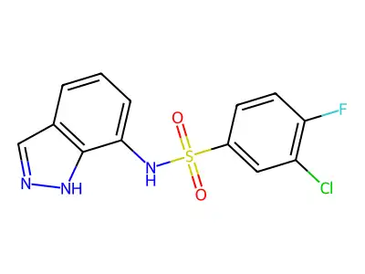 3-chloro-4-fluoro-N-(1H-indazol-7-yl)benzenesulfonamide structure