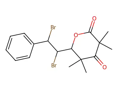 6-(1,2-dibromo-2-phenylethyl)-3,3,5,5-tetramethyldihydro-2H-pyran-2,4(3H)-dione structure