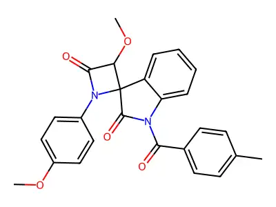 3-methoxy-1-(4-methoxyphenyl)-1'-(4-methylbenzoyl)spiro[azetidine-4,3'-indole]-2,2'-dione structure