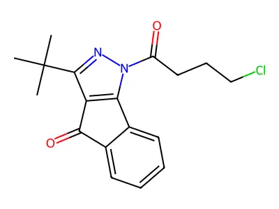 3-(Tert-butyl)-1-(4-chlorobutanoyl)indeno[2,3-D]pyrazol-4-one structure