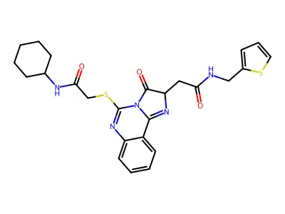 2-[5-[2-(cyclohexylamino)-2-oxoethyl]sulfanyl-3-oxo-2H-imidazo[1,2-c]quinazolin-2-yl]-N-(thiophen-2-ylmethyl)acetamide structure