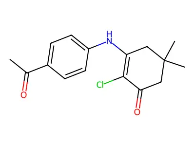 3-((4-Acetylphenyl)amino)-2-chloro-5,5-dimethylcyclohex-2-EN-1-one structure