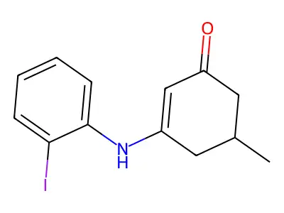 3-((2-Iodophenyl)amino)-5-methylcyclohex-2-EN-1-one structure