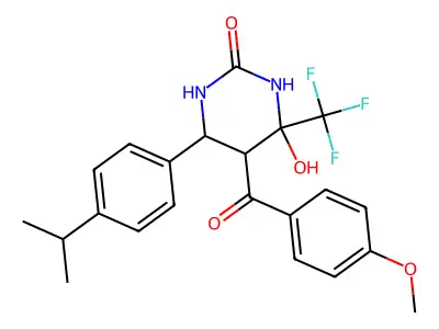 4-hydroxy-6-(4-isopropylphenyl)-5-(4-methoxybenzoyl)-4-(trifluoromethyl)tetrahydro-2(1H)-pyrimidinone structure