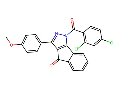 1-(2,4-Dichlorobenzoyl)-3-(4-methoxyphenyl)indeno[1,2-c]pyrazol-4-one structure