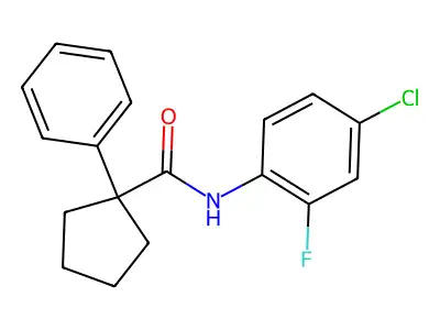 N-(4-chloro-2-fluorophenyl)-1-phenylcyclopentane-1-carboxamide structure