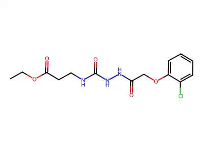 Ethyl 3-({[2-(2-chlorophenoxy)acetohydrazido]carbonyl}amino)propanoate structure